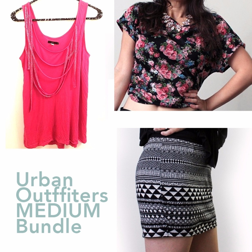 Urban MEDIUM Beaded Tank+Fair Isle Mini+Floral Tee