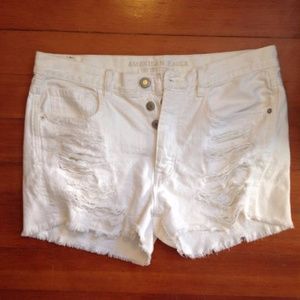 American eagle AEO white denim ripped shorts