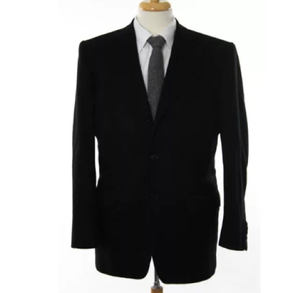 🎉 HP 🎉 LOU MYLES CASHMERE BLACK SUITJACKET SZ46R - Picture 2 of 8