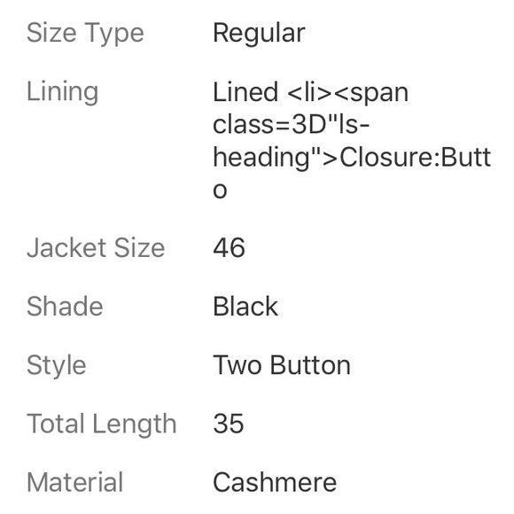 🎉 HP 🎉 LOU MYLES CASHMERE BLACK SUITJACKET SZ46R - Picture 6 of 8