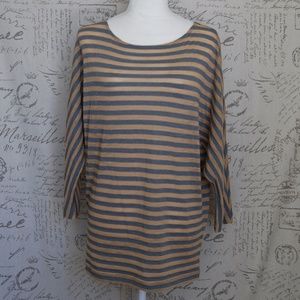 Cabi #957 Polish Tee Tan Gray Striped Dolman M Cabi #957 Polish Tee Tan Gray Striped Dolman M