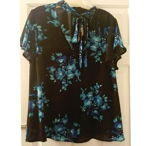 TORRID/Blck&Floral/Mock Neck Blouse