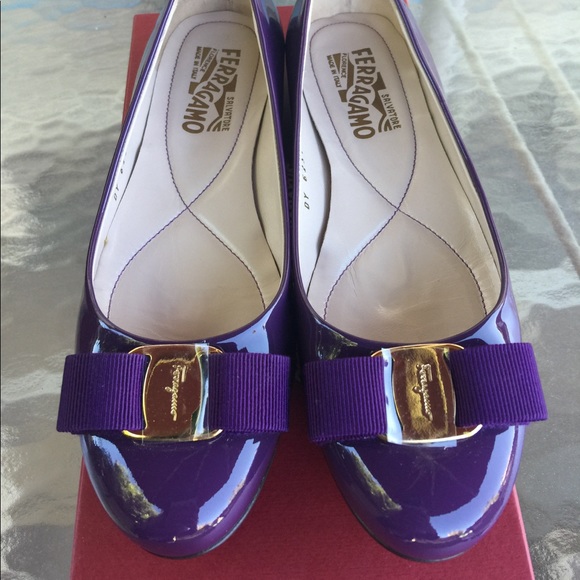 Auth Ferragamo purple leather flat new 7B - Picture 2 of 5