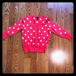 Orange and white polka dot cardigan