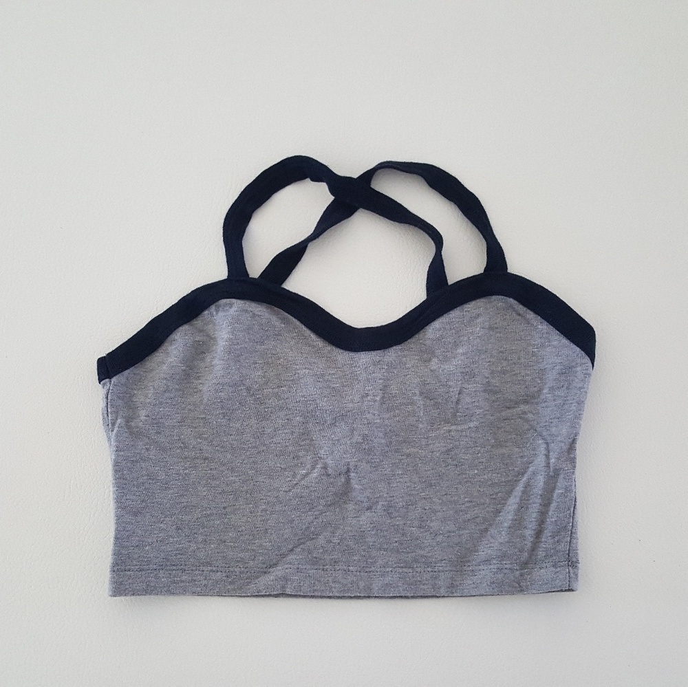 Grey Navy Cross Strap Melville Crop
