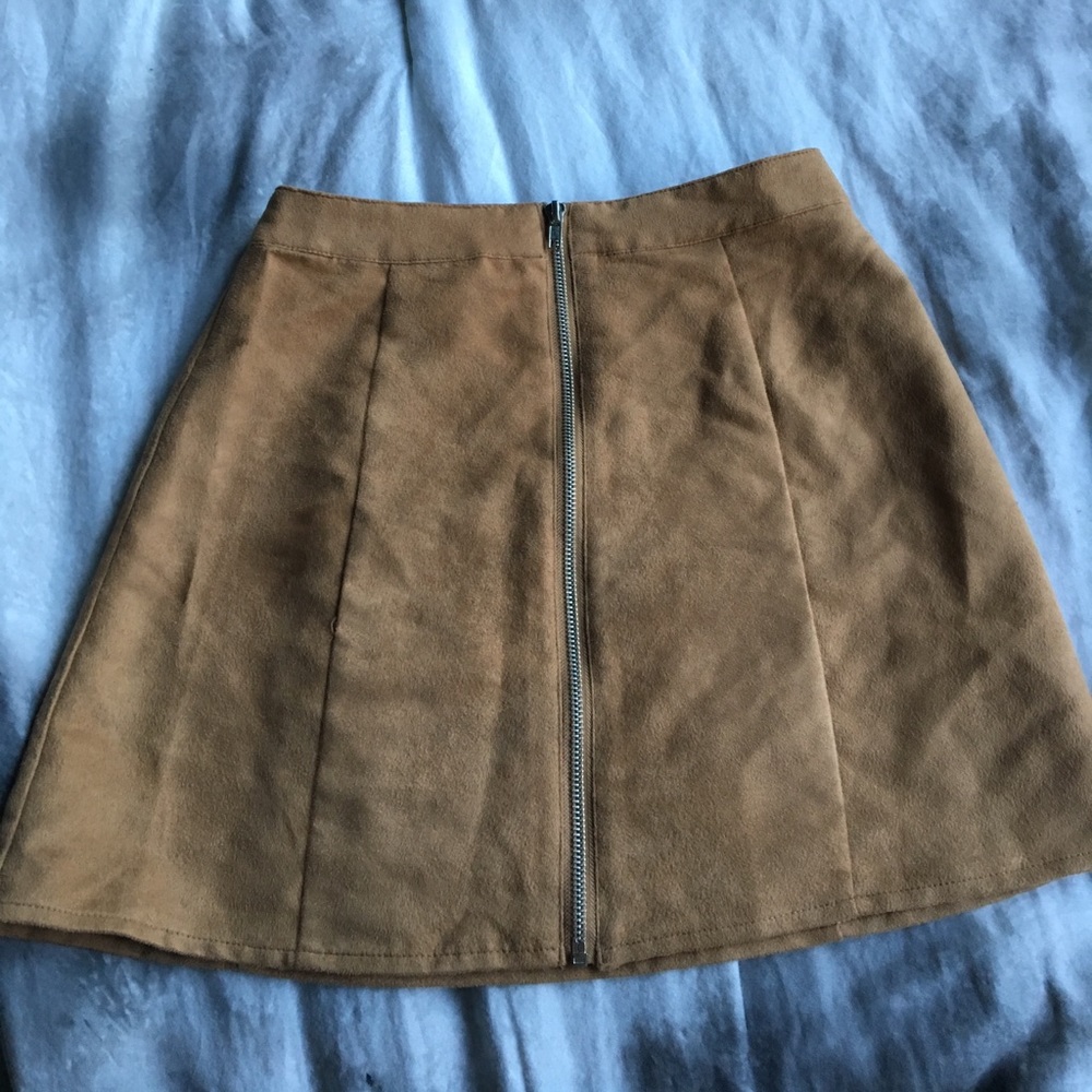 Brown Faux Suede Skirt