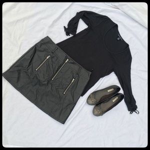 Faux Leather Black Mini Skirt