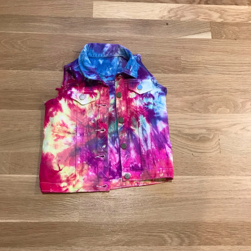 Rainbow Tye Dye Jean Vest