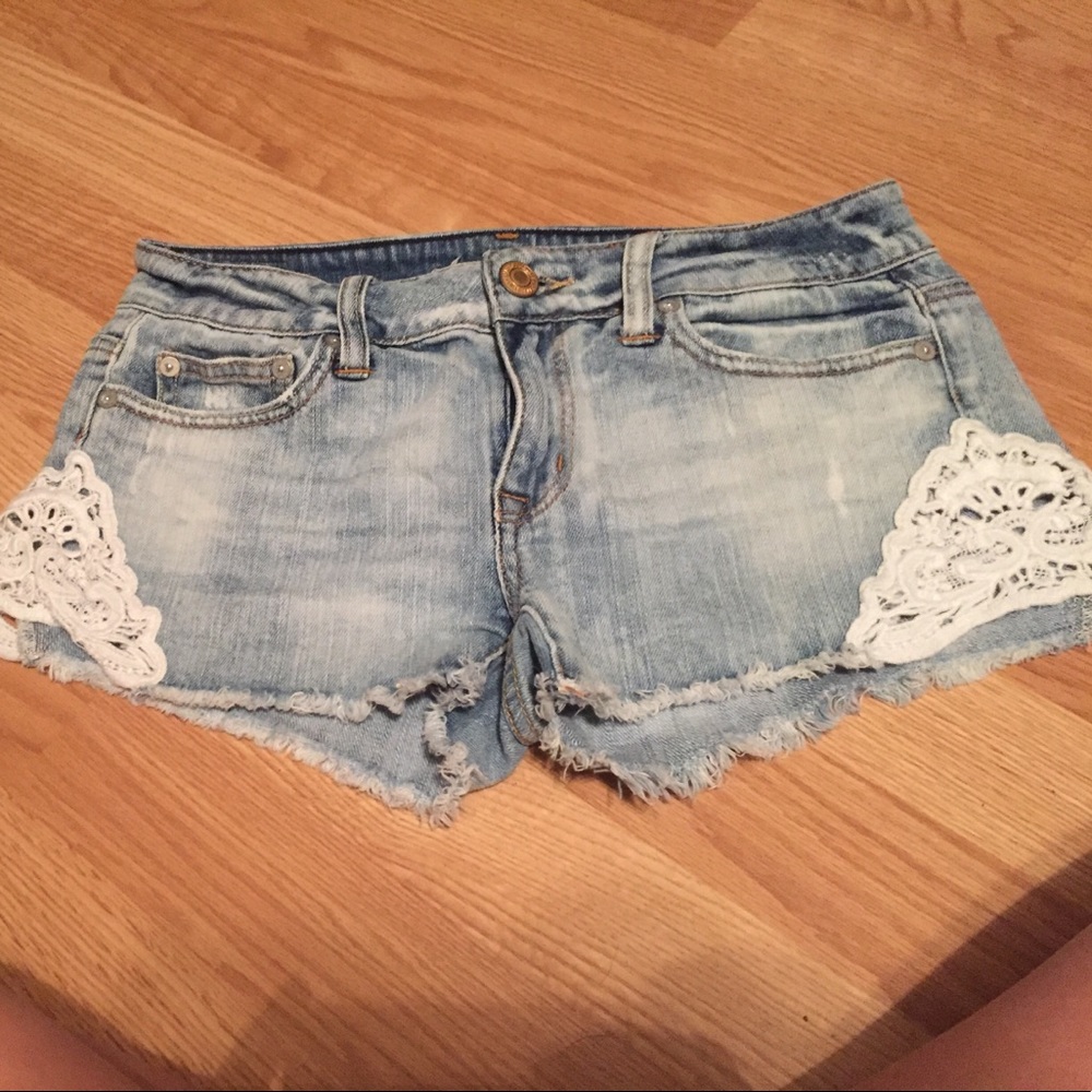 American eagle blue jean and lace shorts