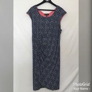 Connected Apparal Blue Sheath Faux Wrap Dress