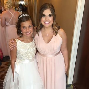 David's Bridal Vera Wang bridesmaid dress in blush