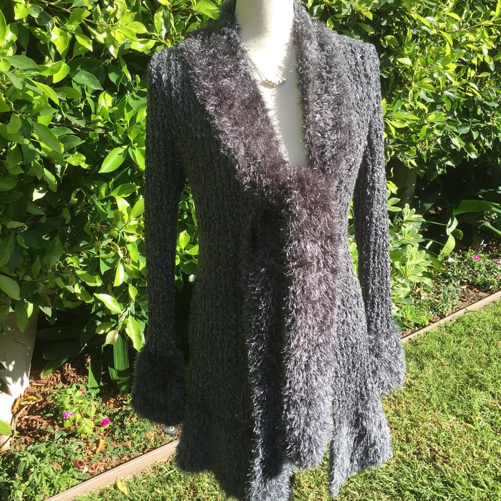 BCBG Maxazria Luxe Shimmery grey cardigan size M