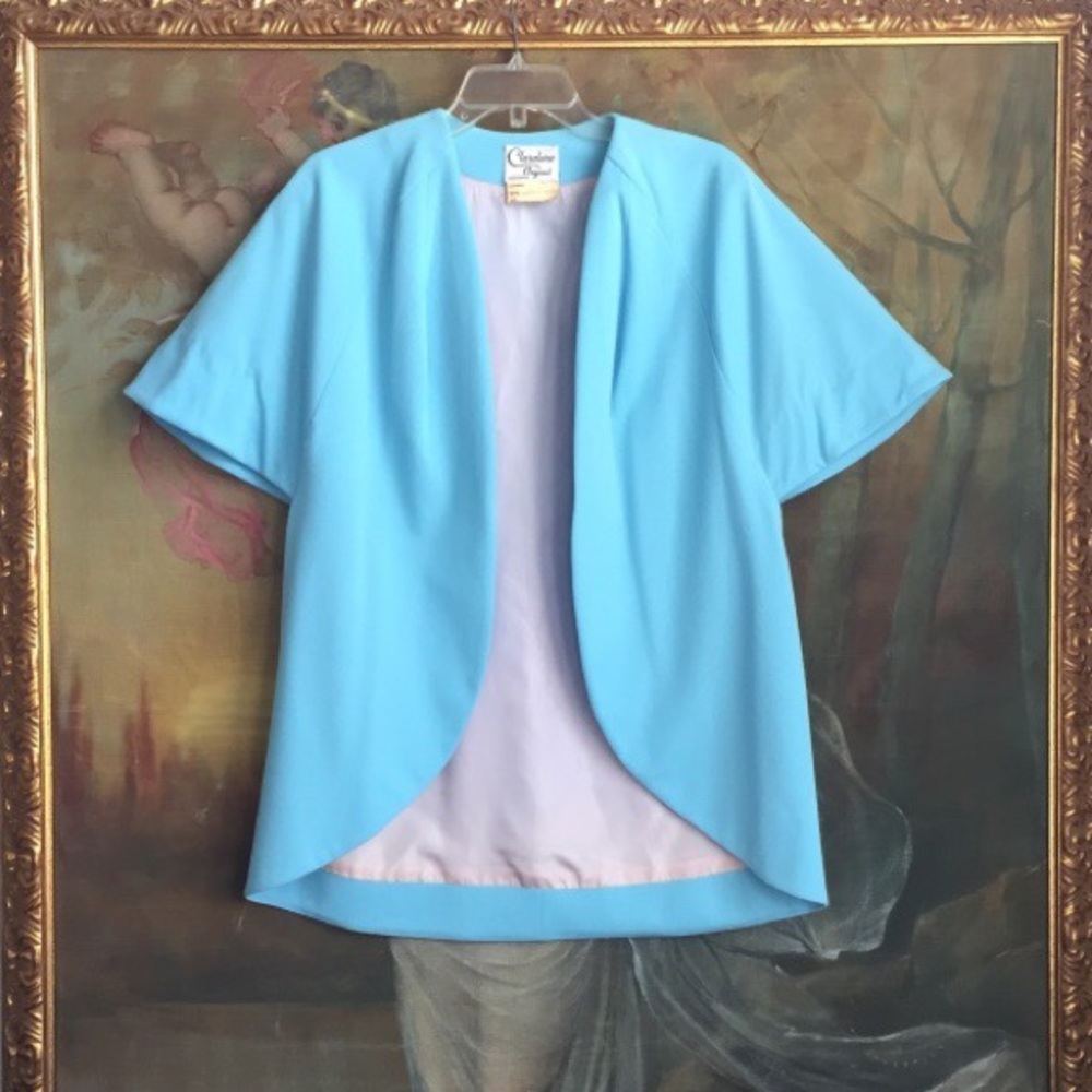 Vintage teal short-sleeved mod-styled coat