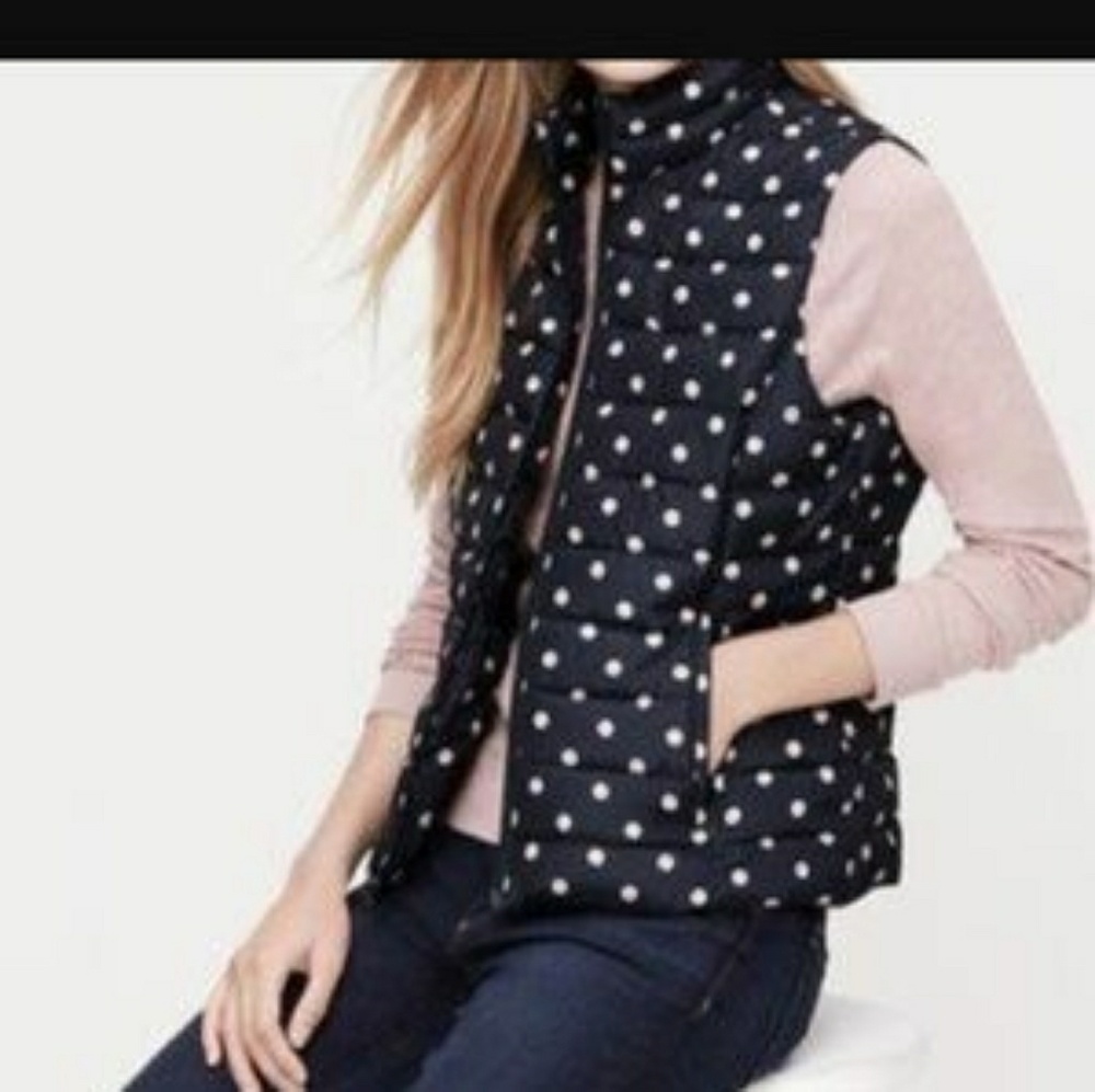 Colebrook Essentials Navy Vest w/ Cream Polka Dots