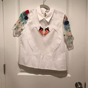 Red Valentino. Collar Shirt- swan