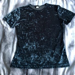 Blue crushed velvet t-shirt