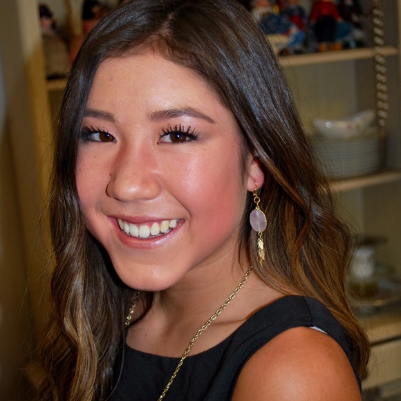 Vintage Jewelry Set, 1970s, Pink Quartz/ brass - Picture 4 of 8