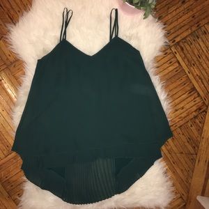 WHBM Emerald Green Pleated Cami WHBM Emerald Green Pleated Cami