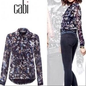 CAbi Starry Night Long Sleeve Blouse Sz M CAbi Starry Night Long Sleeve Blouse Sz M