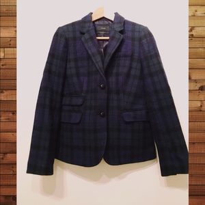 J Crew Wool Plaid Schoolboy Lined Blazer