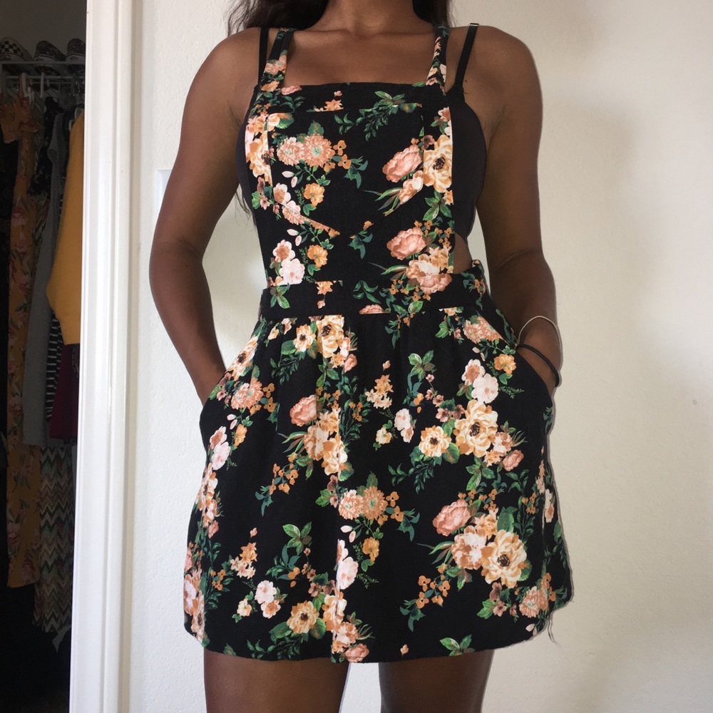 Flowered Overall Dress