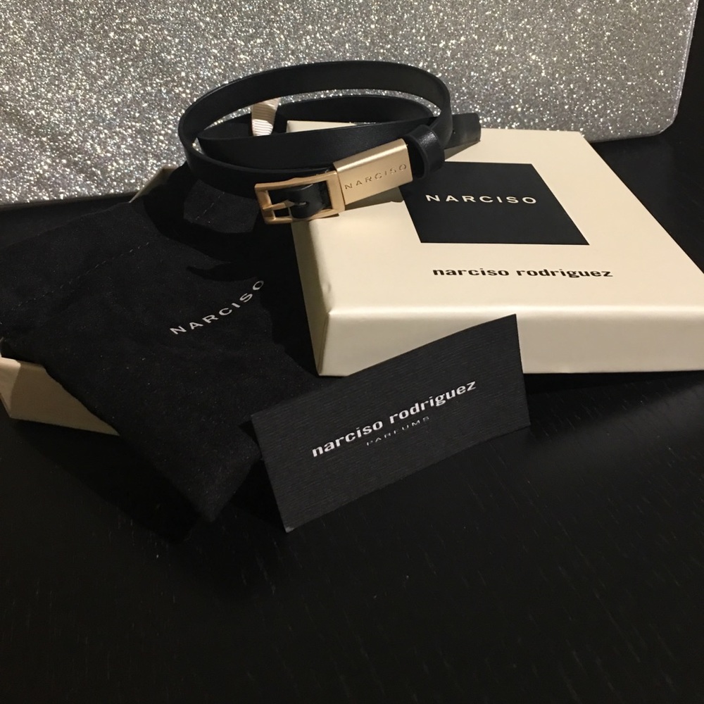 *NWT* Narciso Rodriguez Blk Leather Wrap Bracelet