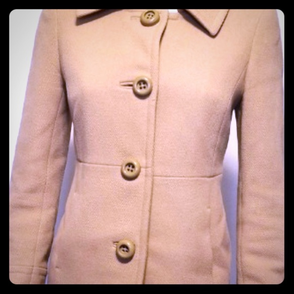 Lady's J. Crew tan wool peacoat jacket Sz •M