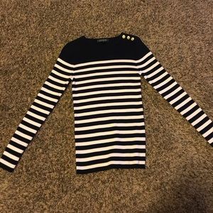 Ralph Lauren navy blue&white stripe sweater size S