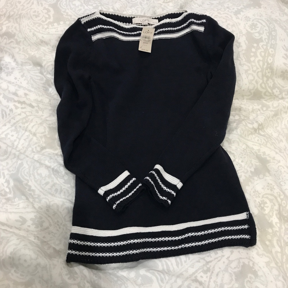 Loft Navy with White Stripes Sweater