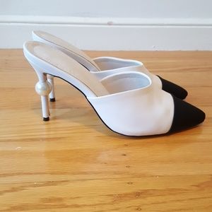 Designer inspired heeled mules