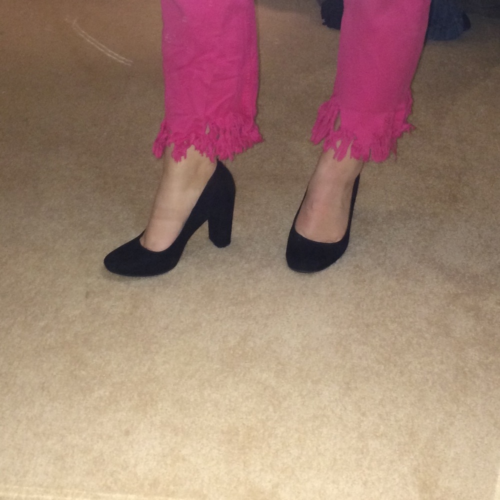 Black block high heels