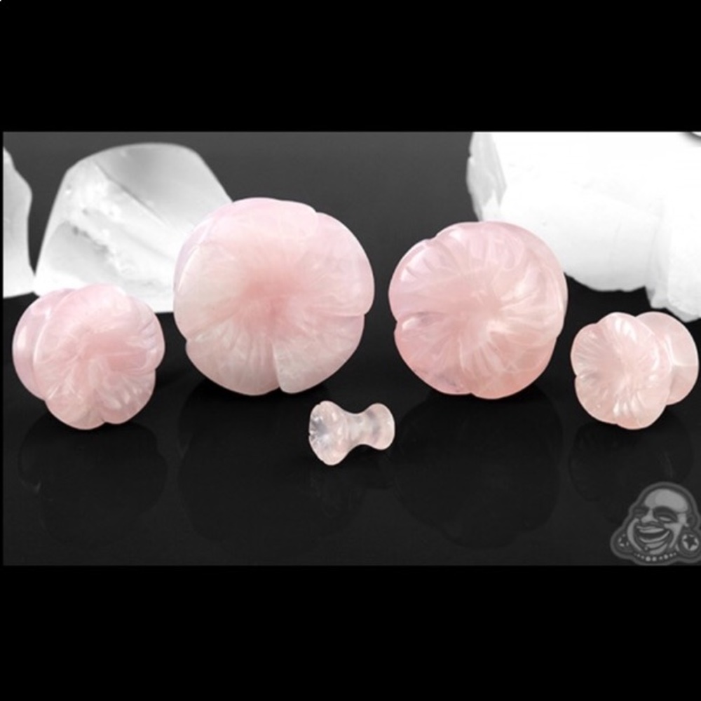 Rose Quartz Solid Petal Plugs