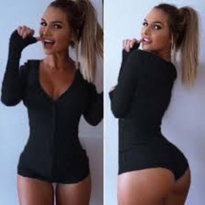 Deep V-neck Sweater Bodysuit