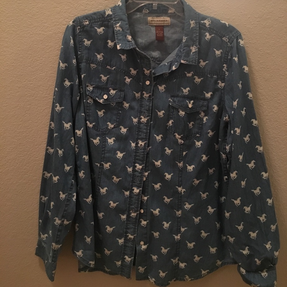 Horse Denim button down shirt