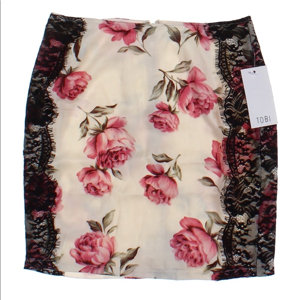Floral with black lace silk skirt