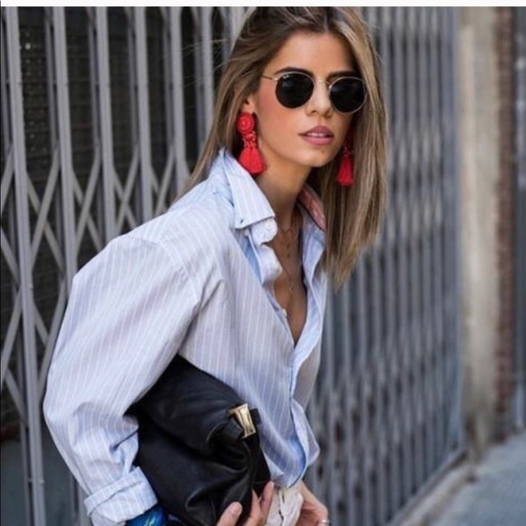 Red Tassel Earrings - Picture 4 of 7