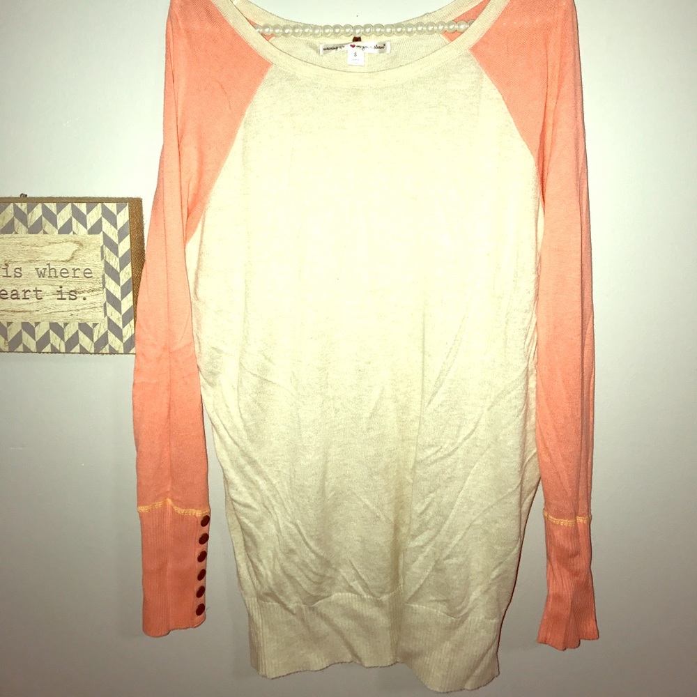 Coral and cream light sweater