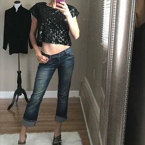 Vintage 80's Black Cropped Sequin Shirt Vintage 80's Black Cropped Sequin Shirt