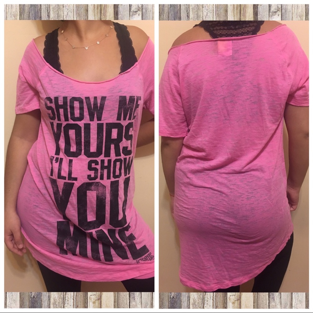 S 🎀Pink🎀 long sleeping tee t shirt show me yours