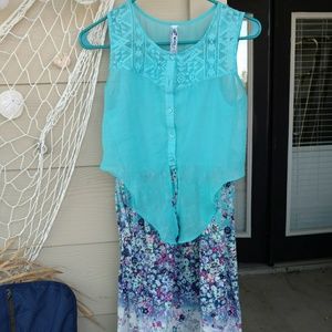 Light turquoise Hi-Lo floral 👗*MOVING SALE*