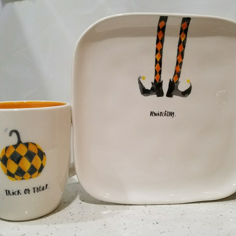NEW RAE DUNN HALLOWEEN MUG and PLATE SET