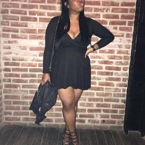 Long Sleeve Black Wrap Dress