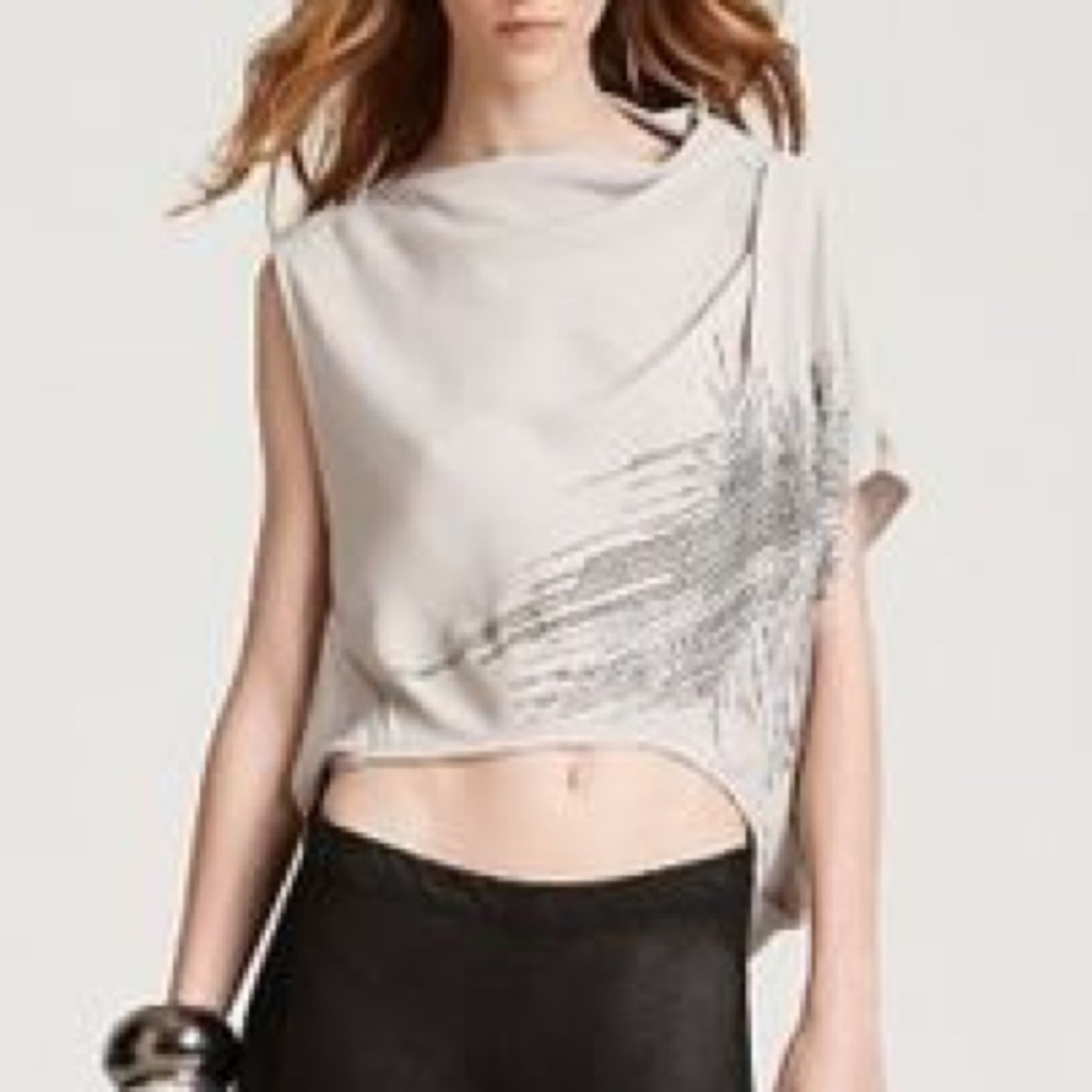 BCBGMAXAZRIA Runway Grey Studded crop top size XS