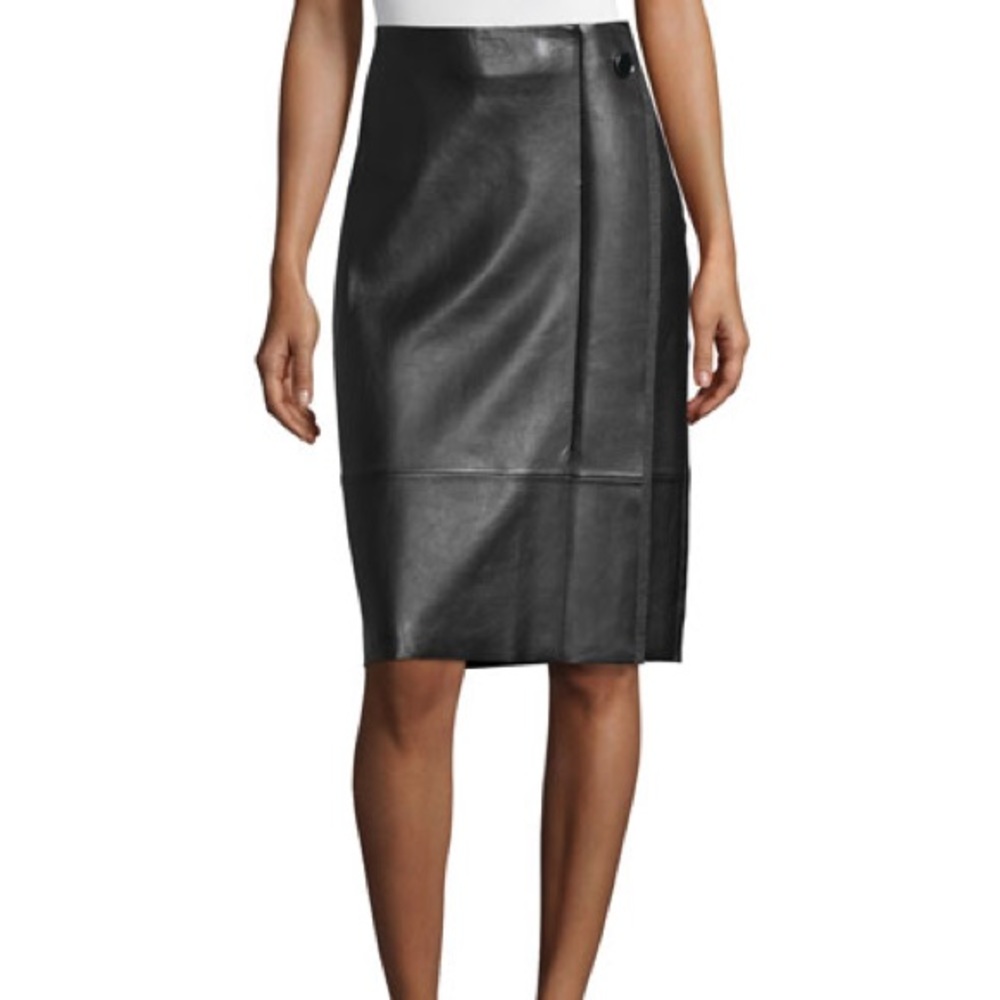 GREY Jason Wu Lambskin Pencil Skirt Black Size 2