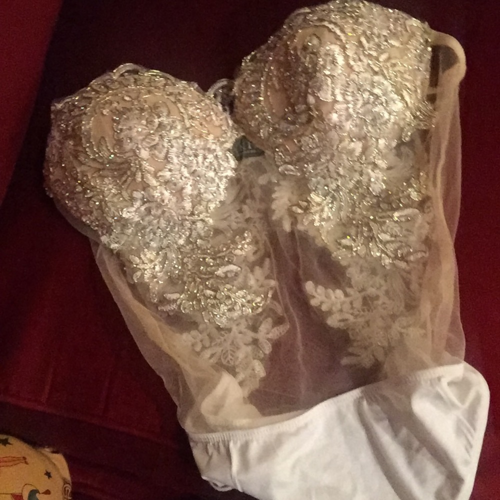 Akira Rhinestone mesh bodysuit leotard