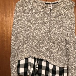 Mixed Fabric Sweater