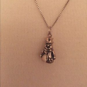 Pretty sterling silver snowman necklace