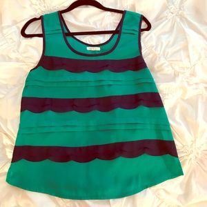Green and navy scalloped tank