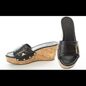 Tory Burch Pamela Cork Wedges Leather