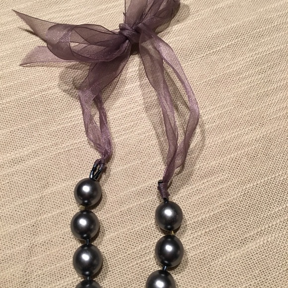 Black Faux Pearl Necklace - Picture 2 of 3